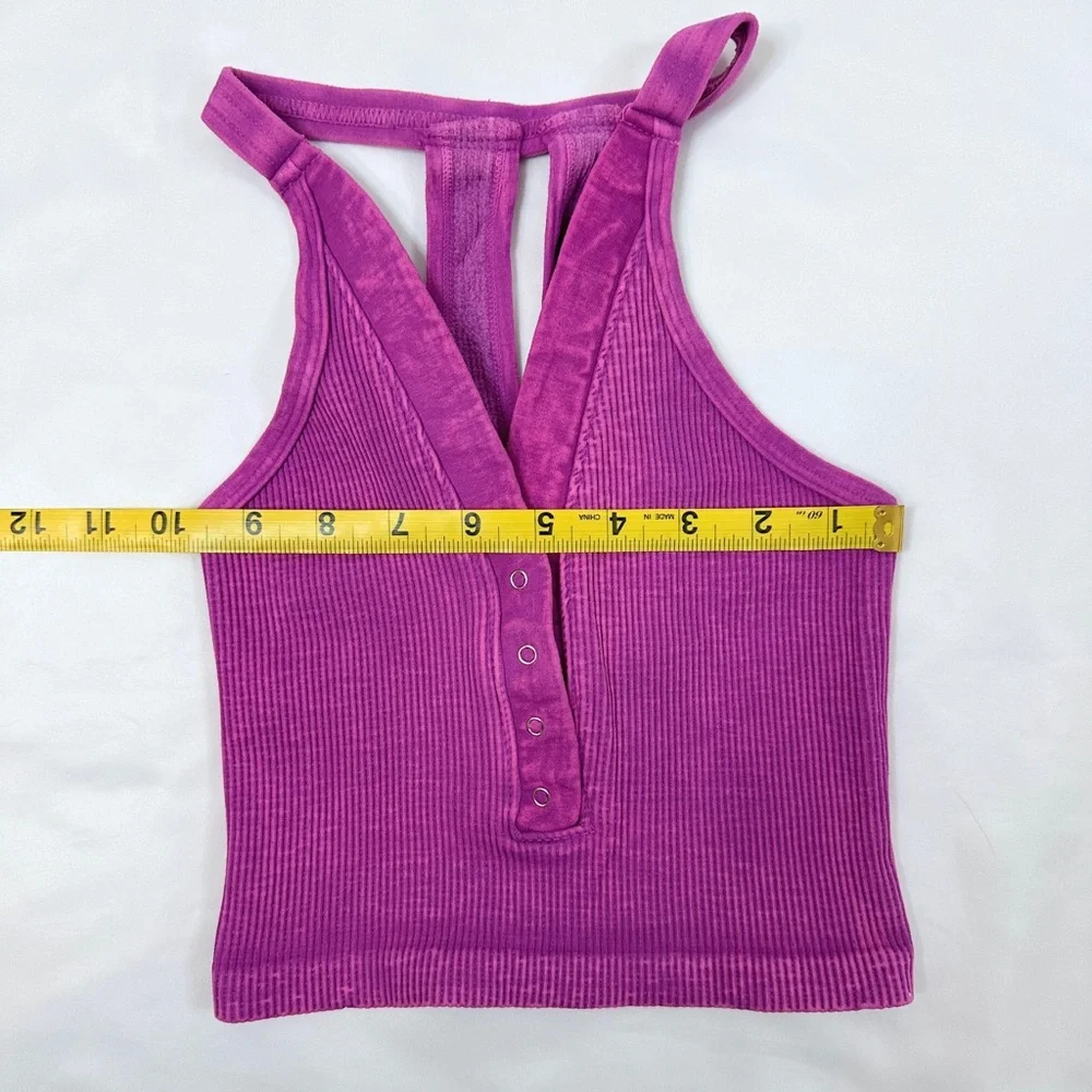 Free People Movement Free Throw Henley Crop Tank - Magenta - XS/S - Picture 7 of 8
